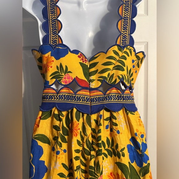 Floral Yard Yellow Sleeveless Midi Dress by FARM Rio.size medium. - Picture 7 of 14